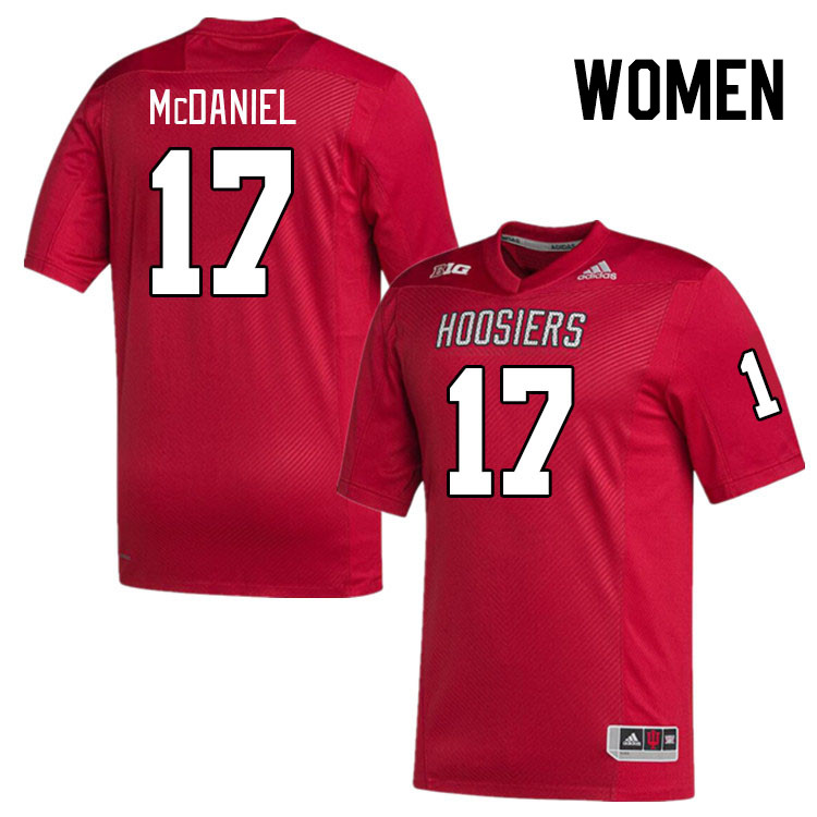 Women #17 Tyrik McDaniel Indiana Hoosiers College Football Jerseys Stitched-Red